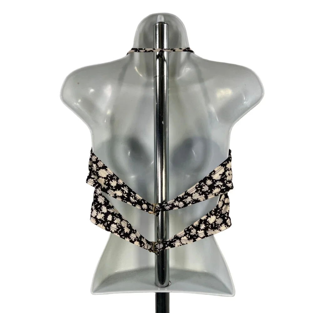 Tory Burch Women's Black Orchard Underwire Halter Bustier Bikini Top - L
